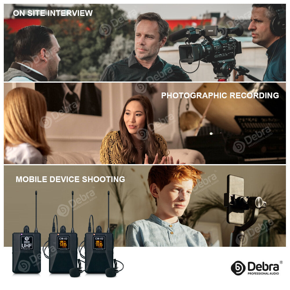 UHF Wireless Lavalier Microphone with 30 Selectable Channels 50m Range for DSLR Camera Interview Live recording