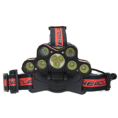 6-Modes 7xT6+2xQ5 LED Head Lamp USB Rechargeable Camping Head Torch With SOS Whistle Function