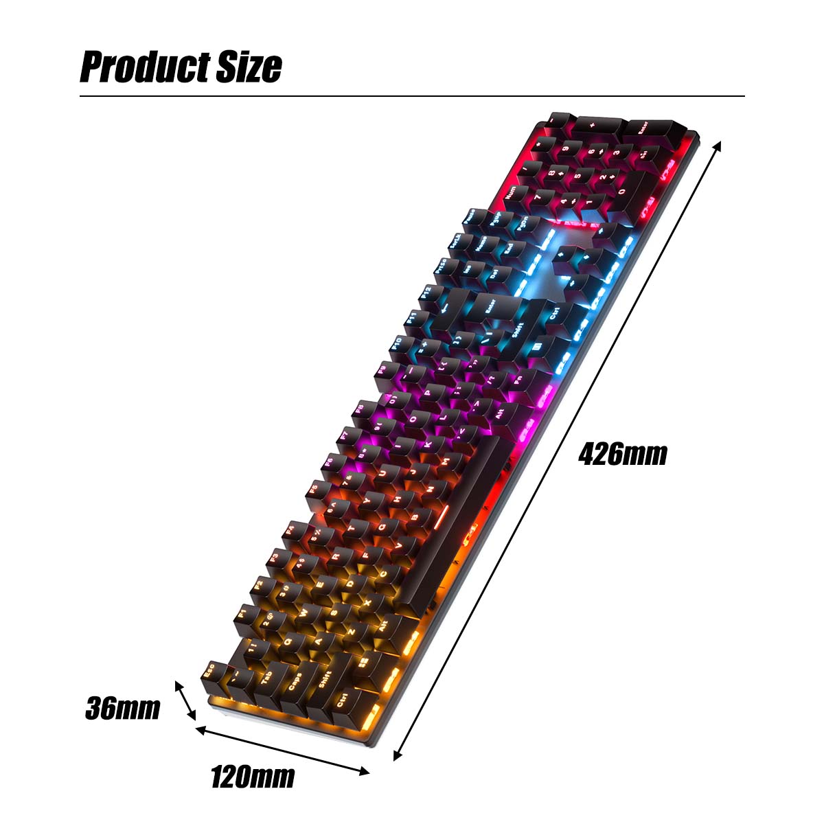 Mechanical Gaming Keyboard 104 Keys XA Profile PBT Double-shot Molding Keycaps Blue Switch RGB Backlit USB Wired Keyboard