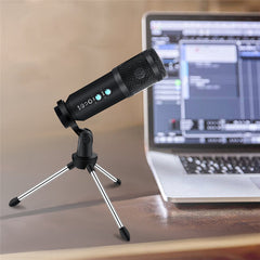 USB Condenser microphone Hi-Fi Active Noise Reduction Reverberation Adjustable Wired with Tripod for Computer Mobile Phone Live Recording