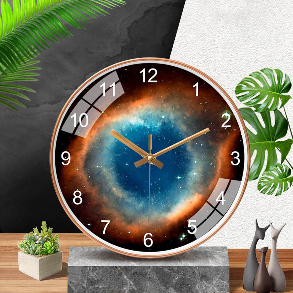 12 Inch/30cm Star Space Galaxy Wall Clock Silent Living Room Bedroom Creative Hanging Clock Home Office Ornament