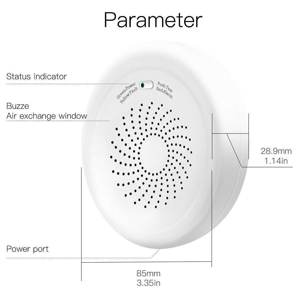 Smart Home Wireless Combustible Gas Sensor App Displays Gas Leakage Detector Audible and Visual Alarm