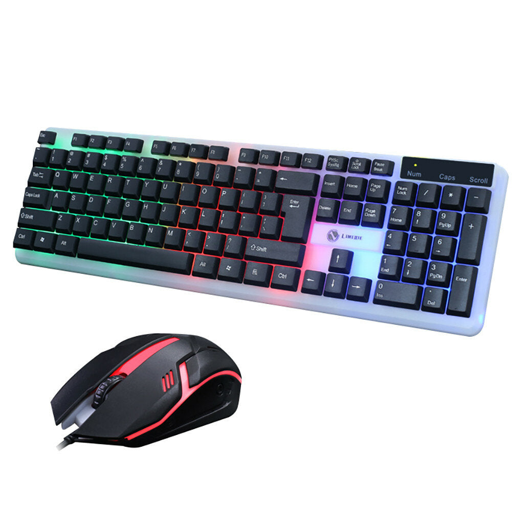 Wired Gaming Keyboard & Mouse Set RGB Backlight 1200DPI Gaming Mouse 104 Keys Mechanical Feeling Keyboard Combo