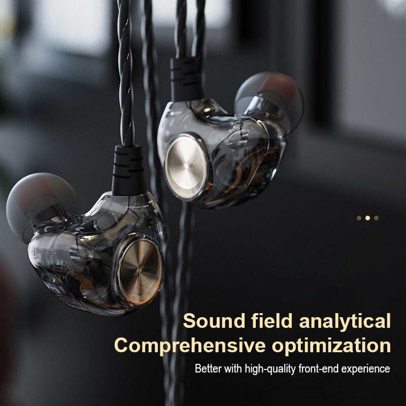 Wired 3.5mm Earphones Transparent In-Ear Earbuds Subwoofer Stereo Bass Earphone Noise Reduction Sport Headset with Microphone