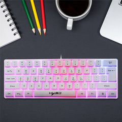 61 Keys Gaming Keyboard USB Wired LED Backlit Multiple Shortcut Keys Mini Mechanical Feel Keyboard for Home Office