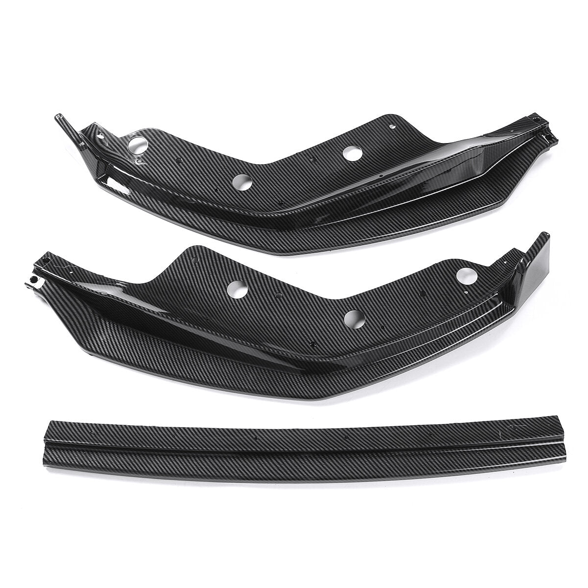 Carbon Fiber Look Front Bumper Lip Spoiler Splitter Cover Trim Body Kit 3PCS