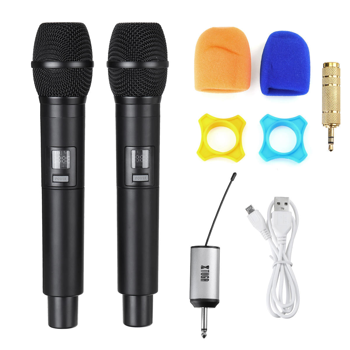UHF Wireless Microphone System Handheld LED Mic with Receiver