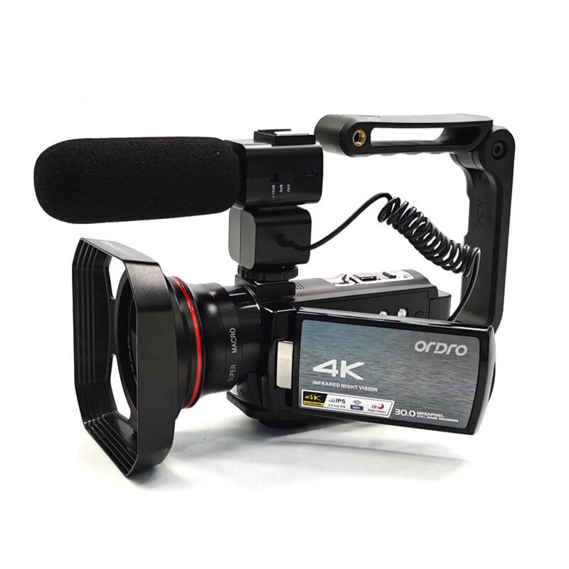 Digital Camcorder HD 4K 3 inch IPS Touch Screen Vlog DV Camera IR Night Vision 2.4G WIFI 16X Digital Zoom with Microphone