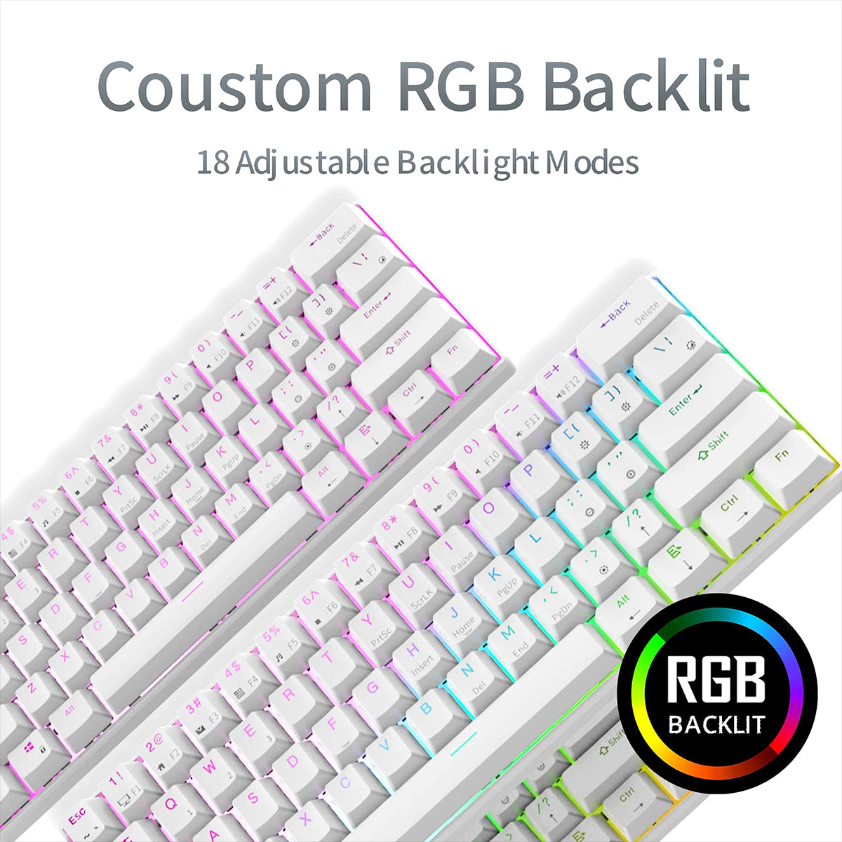 Triple Mode Mechanical Keyboard 2.4Ghz Wireless/Bluetooth/Wired 61 Keys RGB Hot Swappable Gaming Keyboard With Software For Mac/Win