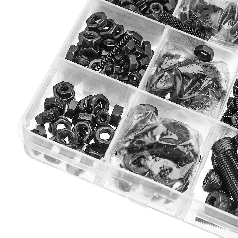 1220Pcs Alloy Steel 12.9 Grade Hex Socket Cap Head Screws Nut Washer Set Assortment Kit M2 M3 M4 M5