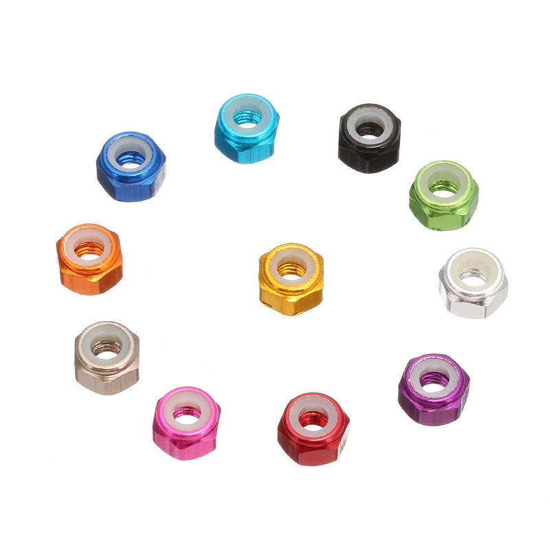 10Pcs M2 Self-locking Nylon Nut Aluminum Alloy Multi-color