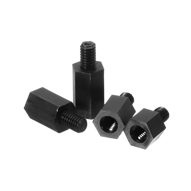 M4NH1 50pcs M4 Nylon Black Hex Screw PCB Standoff 6/8/10/12mm