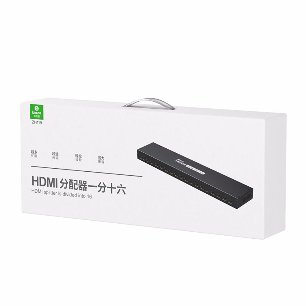 1 in 16 out HDMI-compatibility Splitter 4K/30Hz Resolution 5V Power Supply for Mac Windows PC Laptop