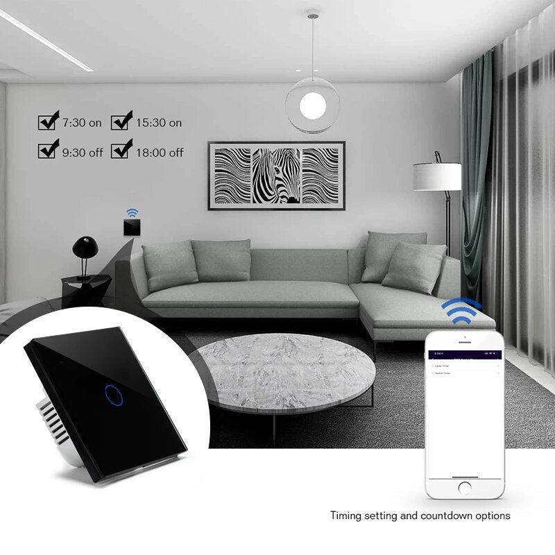 Smart Light Touch Switch 1Gang EU Wireless Remote Control Works with Alexa Google Home