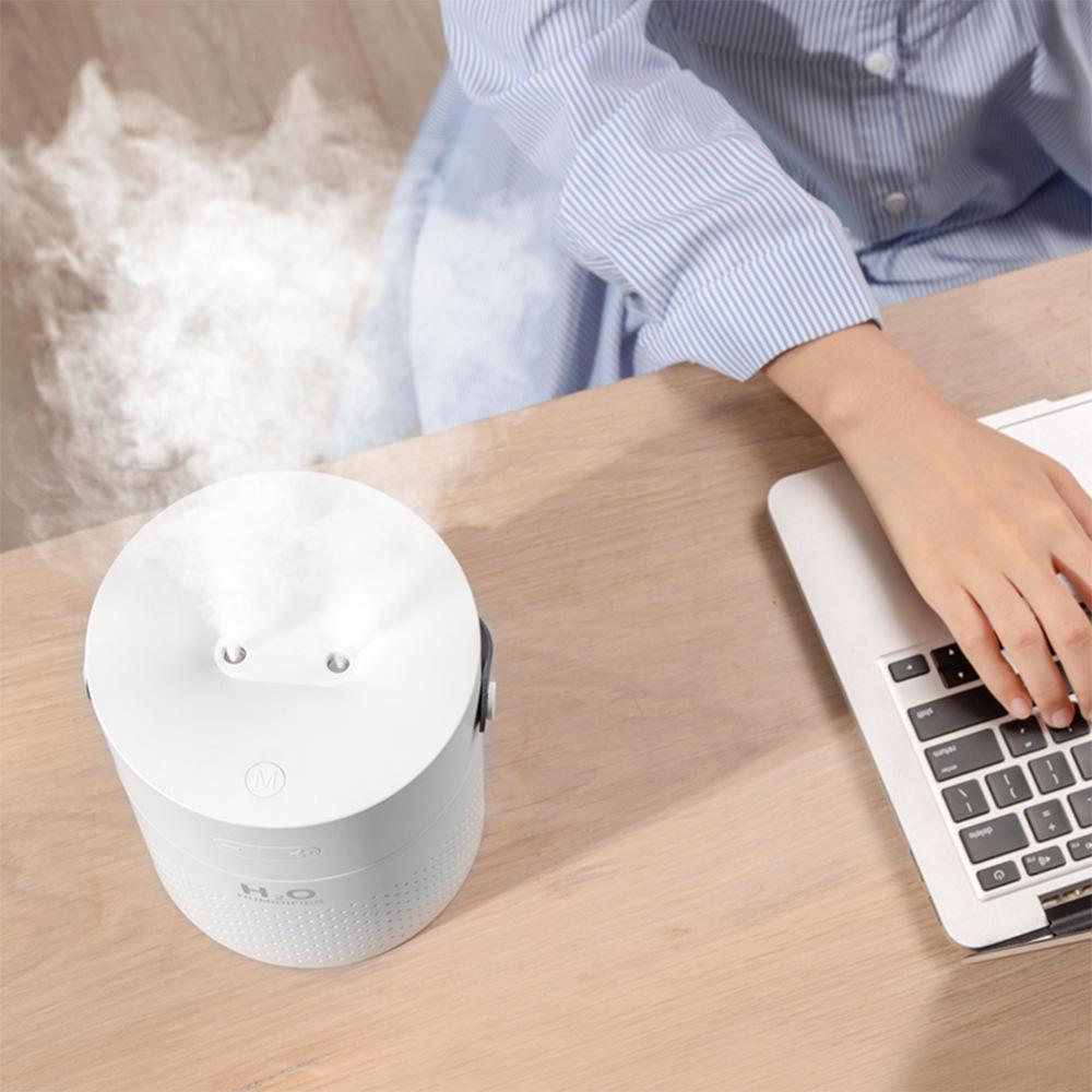 Dual Spray Humidifier Mist Maker USB Power Bank with Colorful Lights for Phone Office Home Beadroom