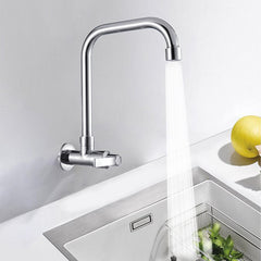 360 Degree Rotation Single Cold Faucet Long Neck Brass Kitchen Sink