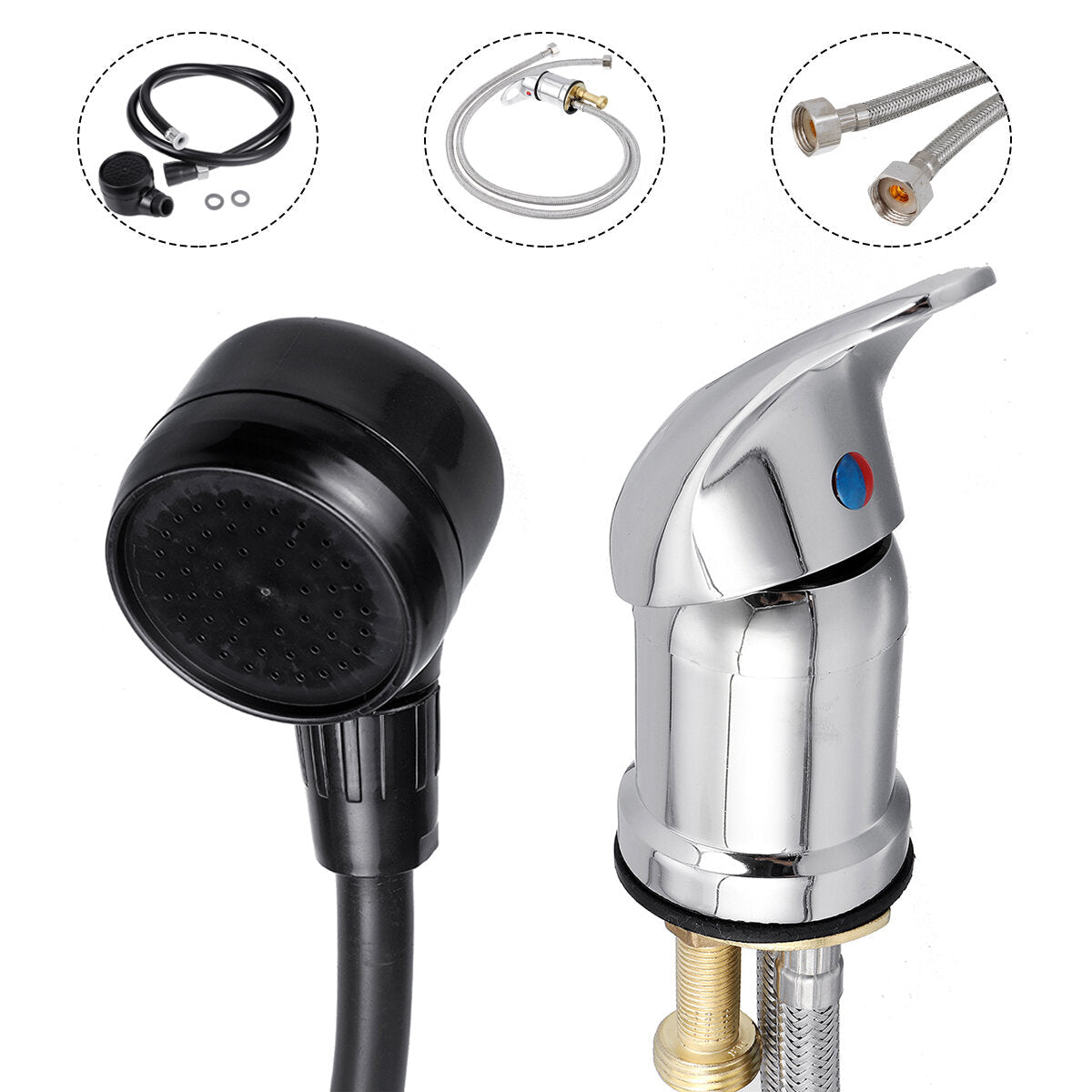 Shampoo Bowl Hair Hot Cold Faucet Handle With Shower Head Hose Beauty Salon