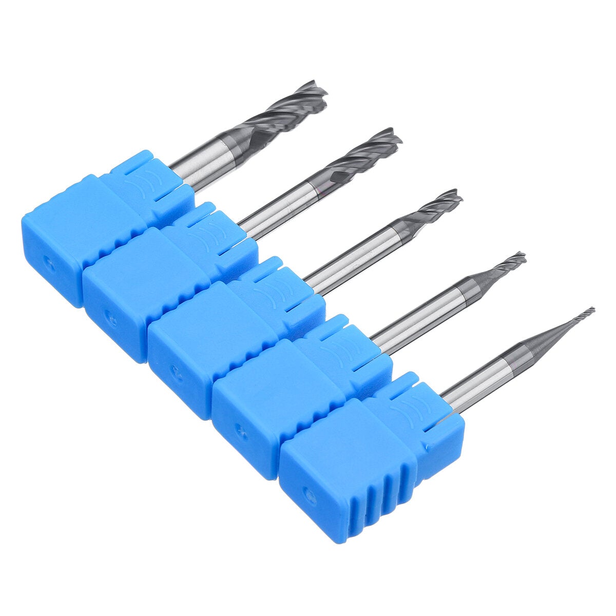 5pcs 1-5mm Solid Carbide Straight End Mill 4 Flute Milling Cutter CNC Tool Black