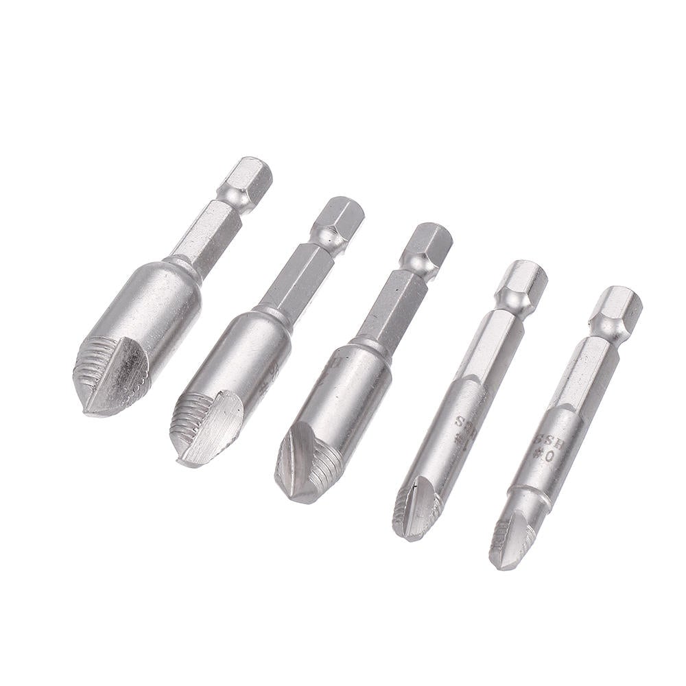 5Pcs Damaged Screw Extractor Drill Bits Guide Set Broken Speed Out Stud Stripped Screw Remover Tool