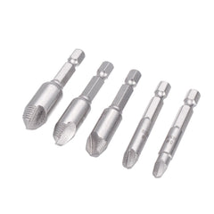 5Pcs Damaged Screw Extractor Drill Bits Guide Set Broken Speed Out Stud Stripped Screw Remover Tool