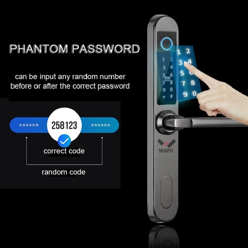 Fingerprint Smart Lock Stainless Steel Fingerprint Password Card Key Unlock Door Lock for Wooden Glass Aluminum Alloy Door