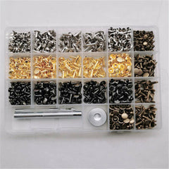 540pcsLeather Craft Tools Kits Double Cap Rivets Tubular Metal Studs w/ Tools