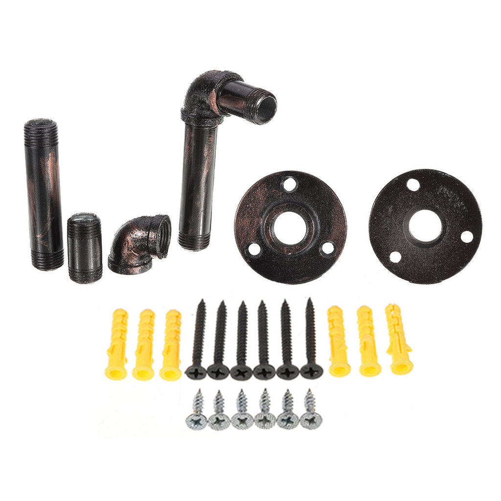 2Pcs Industrial Steel Pipe Shelf Bracket DIY Rustic Heavy Duty Decor Shelves