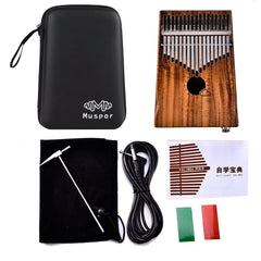 EQ Acacia Muspor17 Key Electric Box Thumb Piano Kalimba EVA Bag + Audio Cable Raw Wood Color