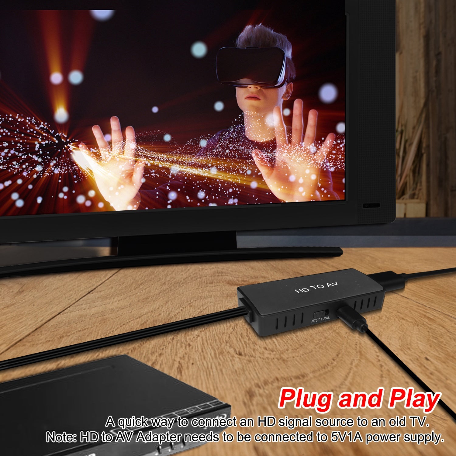 HD to AV Converter HD RAC Adapter Connectors 1080P High Definition Compatibility for TV GV-CH5004