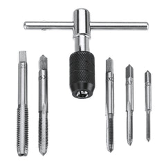 6pcs M3-M8 Tap Drill Set T Handle Ratchet Wrench Machinist Tool With Screw Hand