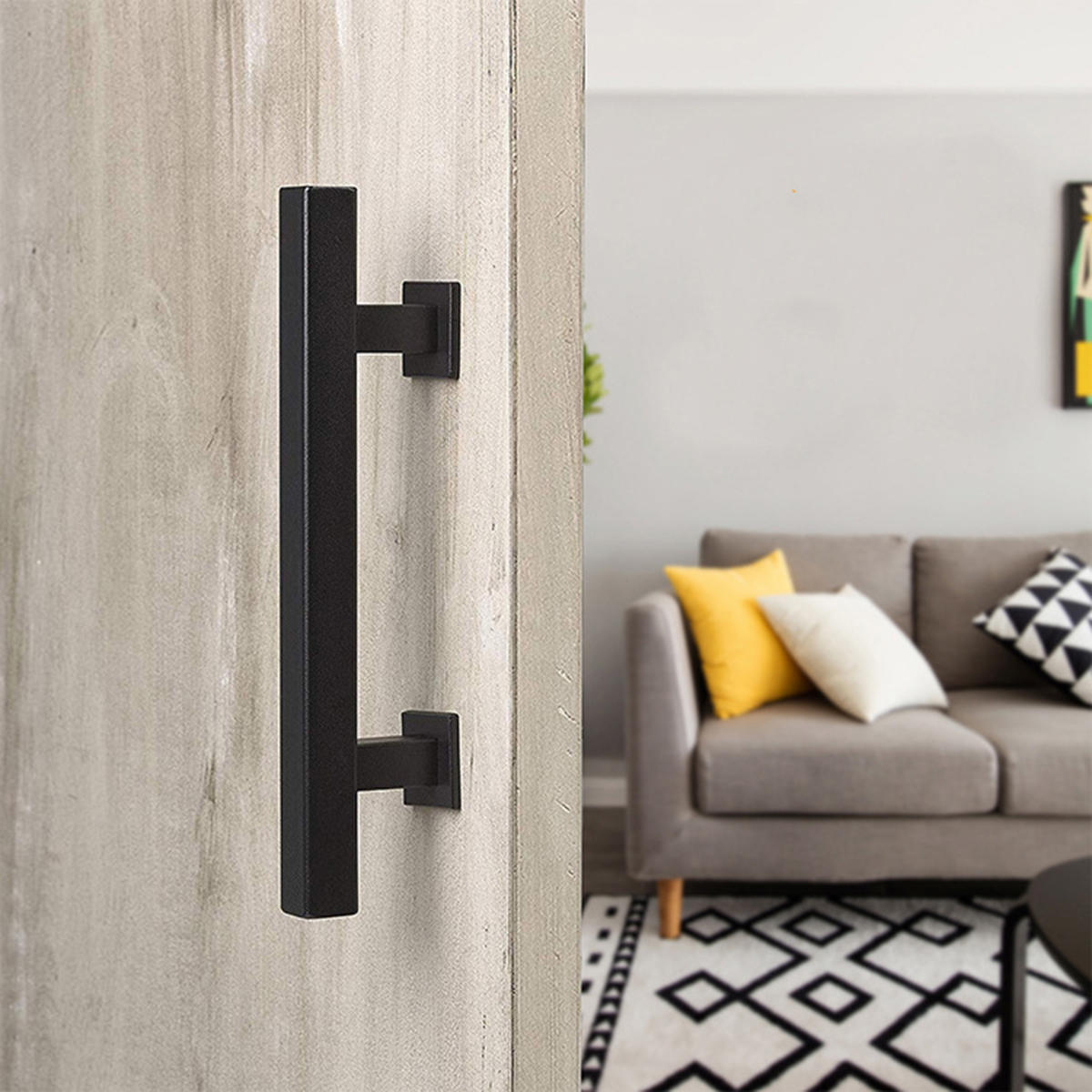 12 Inch Rustic Barn Door Handle for Sliding Door Barn Door Hardware Black Door Pull Plate Antique Long Base Gate Handles Pulls Push