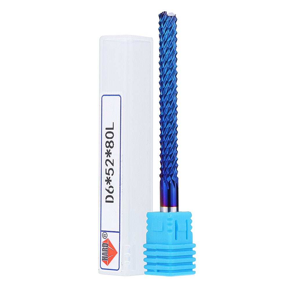 6mm Shank 52mm Tungsten Carbide Milling Cutter Blue Nano Coated End Mill