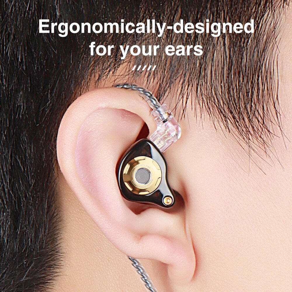 Pro Dynamic In-Ear Earphones Monitor Hi-Fi Bass Metal 3.5mm Wired Earphone Sport Music Headphones with Detachable Cable