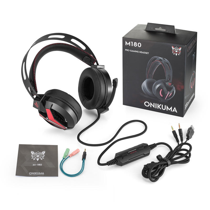 Gaming Headphone LED Light Professional Noise Reduction Wired Control Headset With Flexible Mic