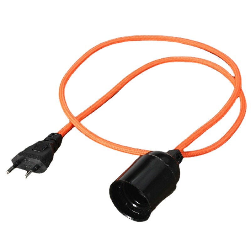 Fabric Cable Pendant Lamp Vintage Industrial Filament Light Bulb Holder Base 110V-240V