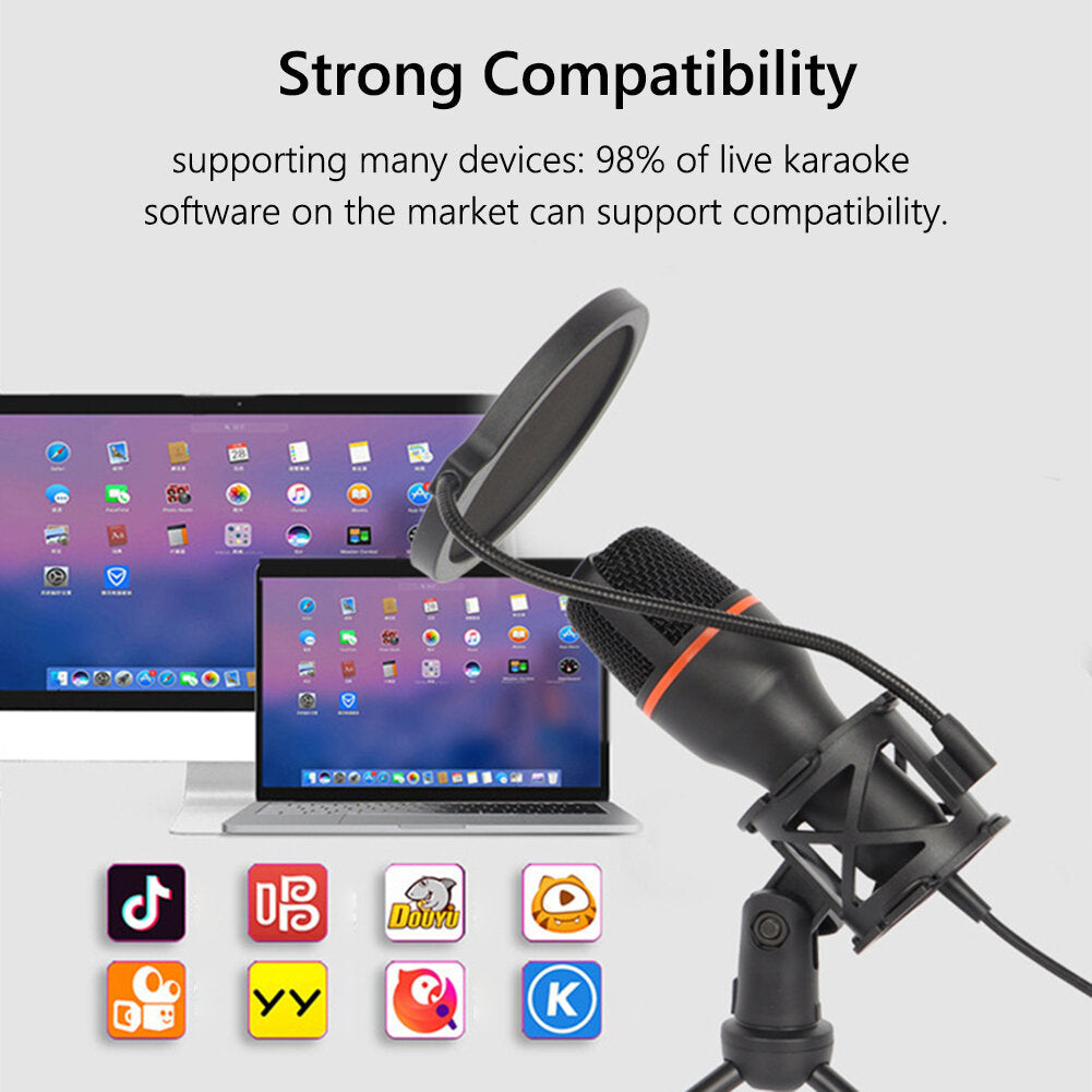 Wired Condenser Microphone Karaoke Recording Vocals Voice Mic for Desktop Computer Windows Studio Singing Gaming Streaming