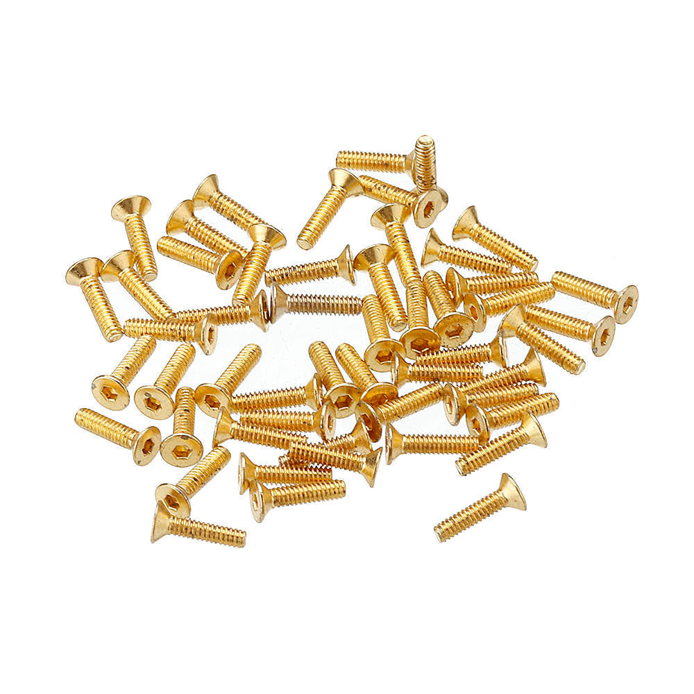 50Pcs Titanium Plated M2 Hex Socket Flat Head Countersunk Screws Alloy Steel 12.9 Grade Screw Bolt M2*8