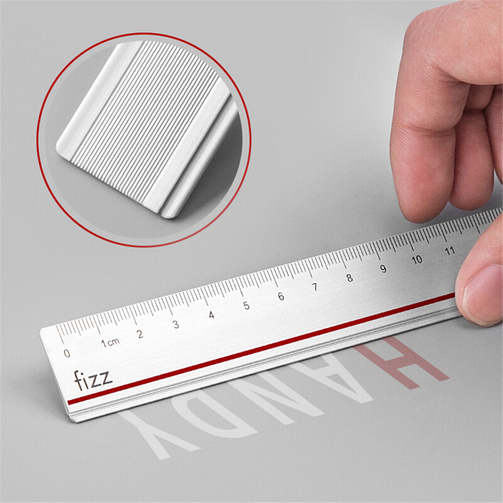 Frosted Metal Ruler Aluminum Alloy 30cm Scale Red/ Blue Random Color Ruler School Office Mapping and Measuring Tool