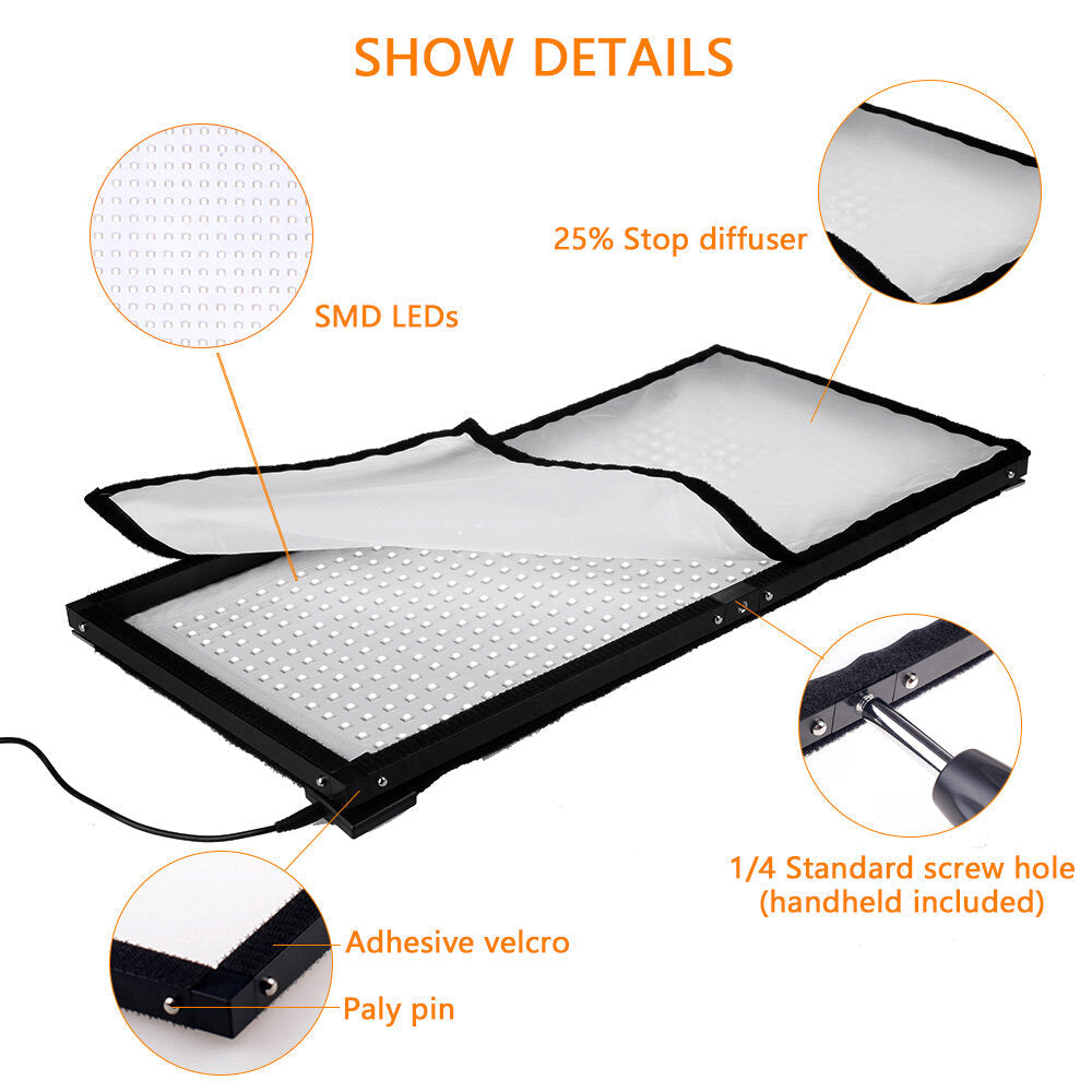 Flexible LED Video Light Protable CRI 90 5500K 448pcs LEDs with 2.4G Remote Control for Photography Shooting