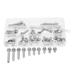 50Pcs M6 Stainless Steel 10-40mm Phillips Pan Head Machine Screw Washer Bolt Asortment