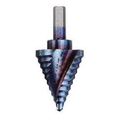 5pcs HSS Blue Nano Coating Step Drill Bit Set Spiral Flute Multiple Hole 1/8 to 1-3/8 Inch 50 Sizes with Aluminum Case or Opp Bag