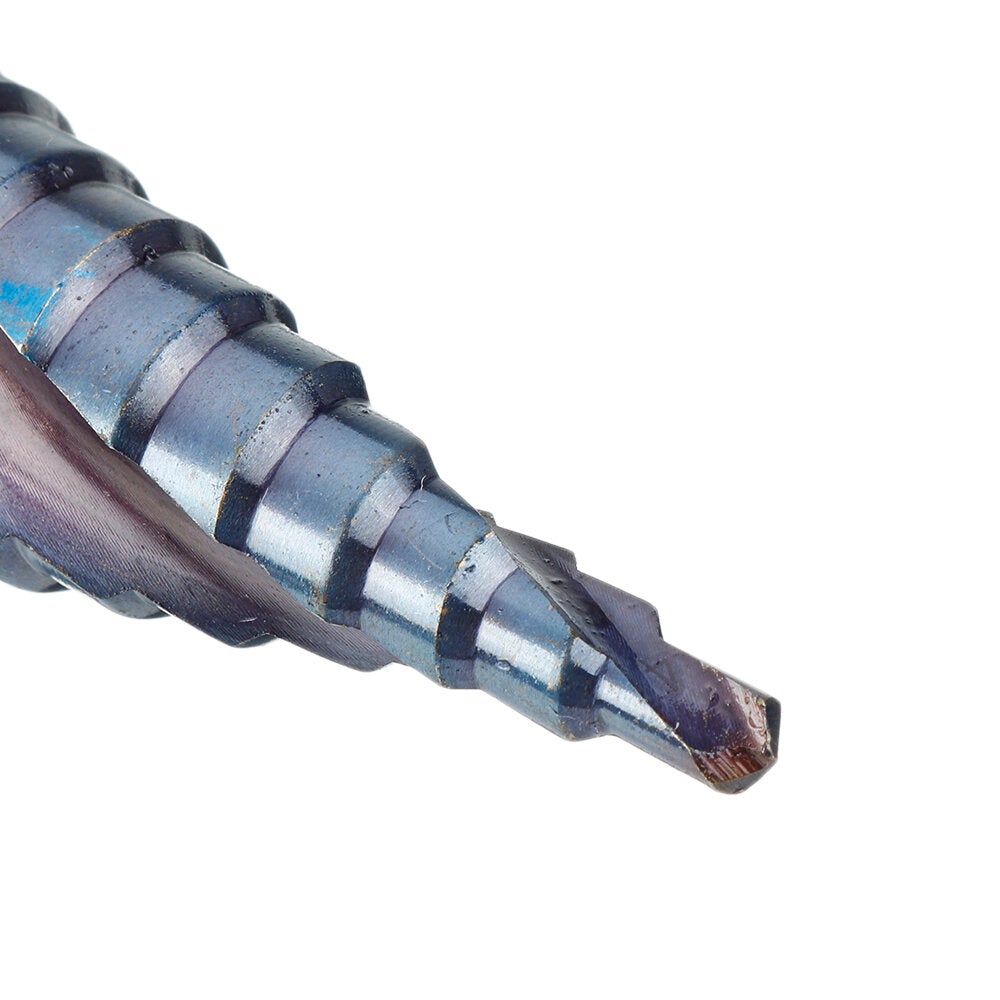 3Pcs 1/4 Inch Hex Shank HSS Blue-plated Step Drill Bit Set Spiral Groove Hole Cutter Tools 4-12/4-20/4-32mm