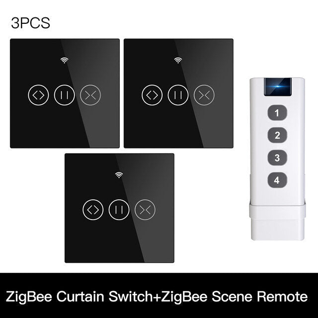 433MHz Smart Touch Curtain Switch Roller Blinds Shutter Wireless Control Relay Status Works with Alexa Google Home