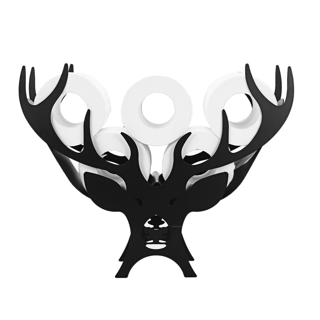 Black Cow Elk Sun Flower Toilet Roll Holder Paper Bathroom Free Standing Storage