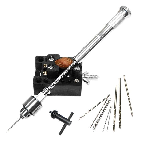 Semi-automatic Mini Hand Drill with 10 Twist Drills 0.3-4.0mm Reamer Pinhole Hand Drill