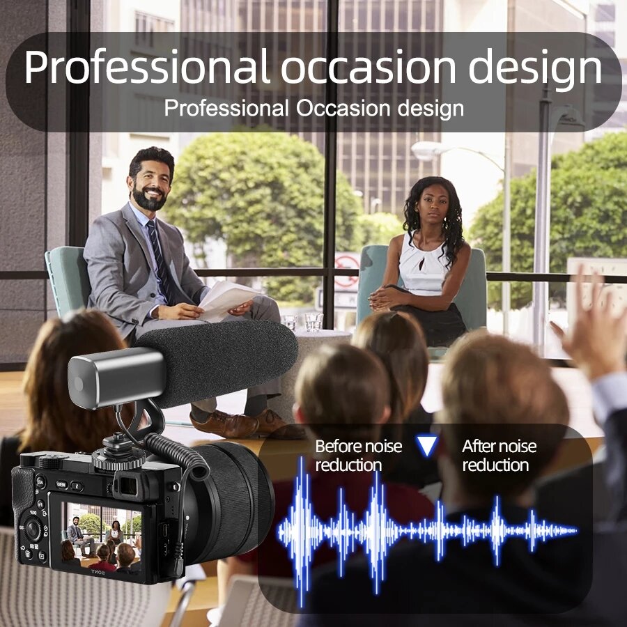 Video Recording Microphone with Shock Mount&Spring Cable for Nikon SLR Camera Phone Vlog Interview Mic