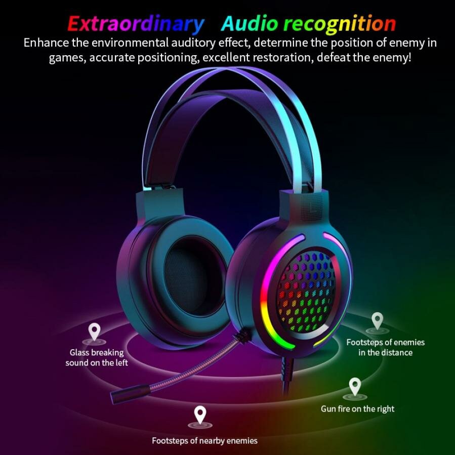 Gaming Headset 7.1 Surround Sound USB 3.5mm Wired RGB Light Gaming Headphones With Microphone For Tablet PC for PS4 Gamer