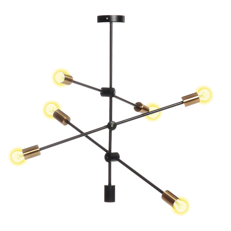 6 Heads Flush Mount Ceiling Light Chandelier, Modern Minimalism Metal Base Pendant Ceiling Lamp Hanging Lighting Fixture