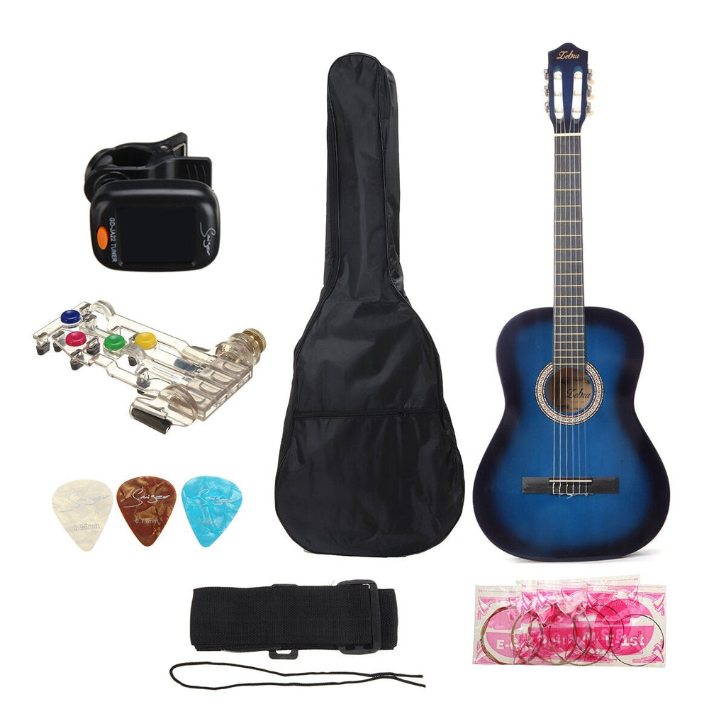 39 Inch Classical Guitar Kit for Beginner with Bag,Strap,Pick and Guitar Beginner Teaching Aid