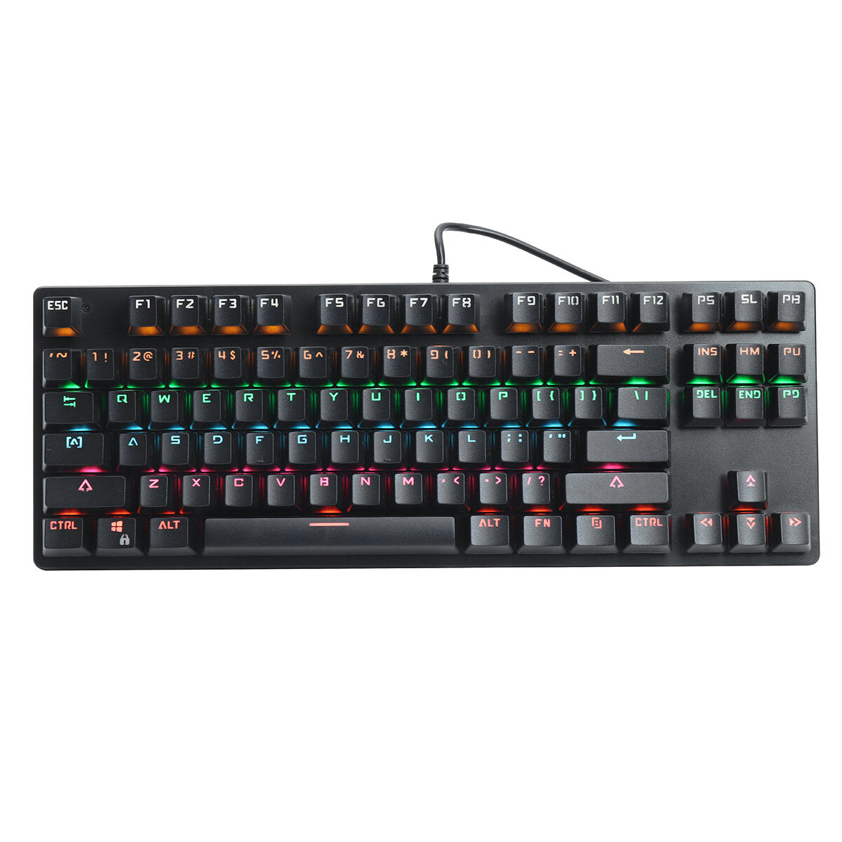 Wired Mechanical Keyboard 87 Keys Hot Swappable Blue Switch Suspended Keycaps RGB Backlit Gaming Keyboard with Supplement Blue Switches Keycap Puller